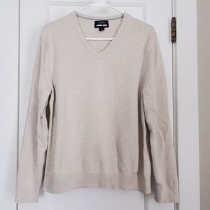 LAND'S END V-neck long sleeve sweater off-white Supima Cotton pullover